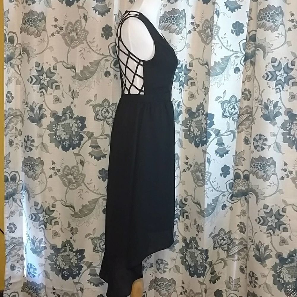 Monteau black high low lattice back dress size Med - Picture 3 of 6